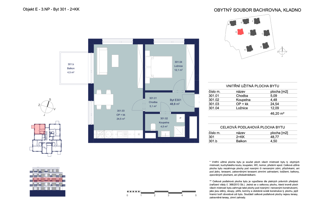 Căn hộ E301 - Bacherovy Viladomy - 2+kk (48 m²)